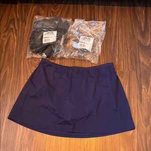 Lot of 2 NWT Lands’ End Navy and Black Swim Skirts 14P